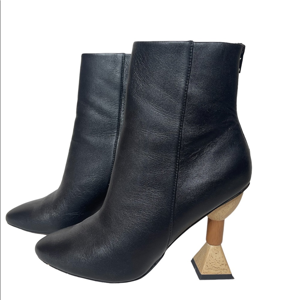 ASOS Black Wood Heel Ankle Boot
